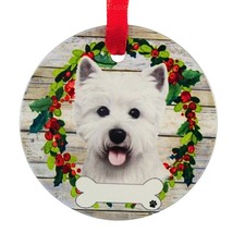 E  S Imports 3.50in Ceramic Westie Ornament, Ceramic, Dog Puppy Ribbon Cherish