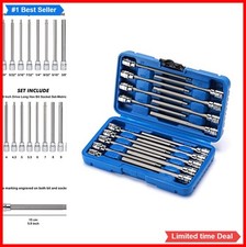 38 Inch Drive Long Hex Bit Socket Set 18 Piece Sae Metric S2 Cr-v Steel Case 38 Inch Drive Long Hex Bit Socket Set 18 Piece Sae Metric S2 Cr-v Steel Case