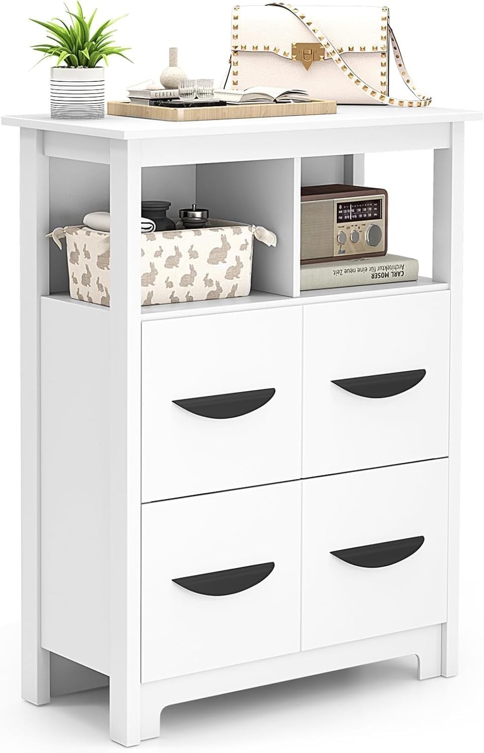 Modern Bathroom Floor Storage Cabinet with 2 Open Shelves