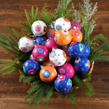24 Pcs Mexican Talavera Christmas Balls 2.36 Inch Boho Christmas Tree Ornamen...