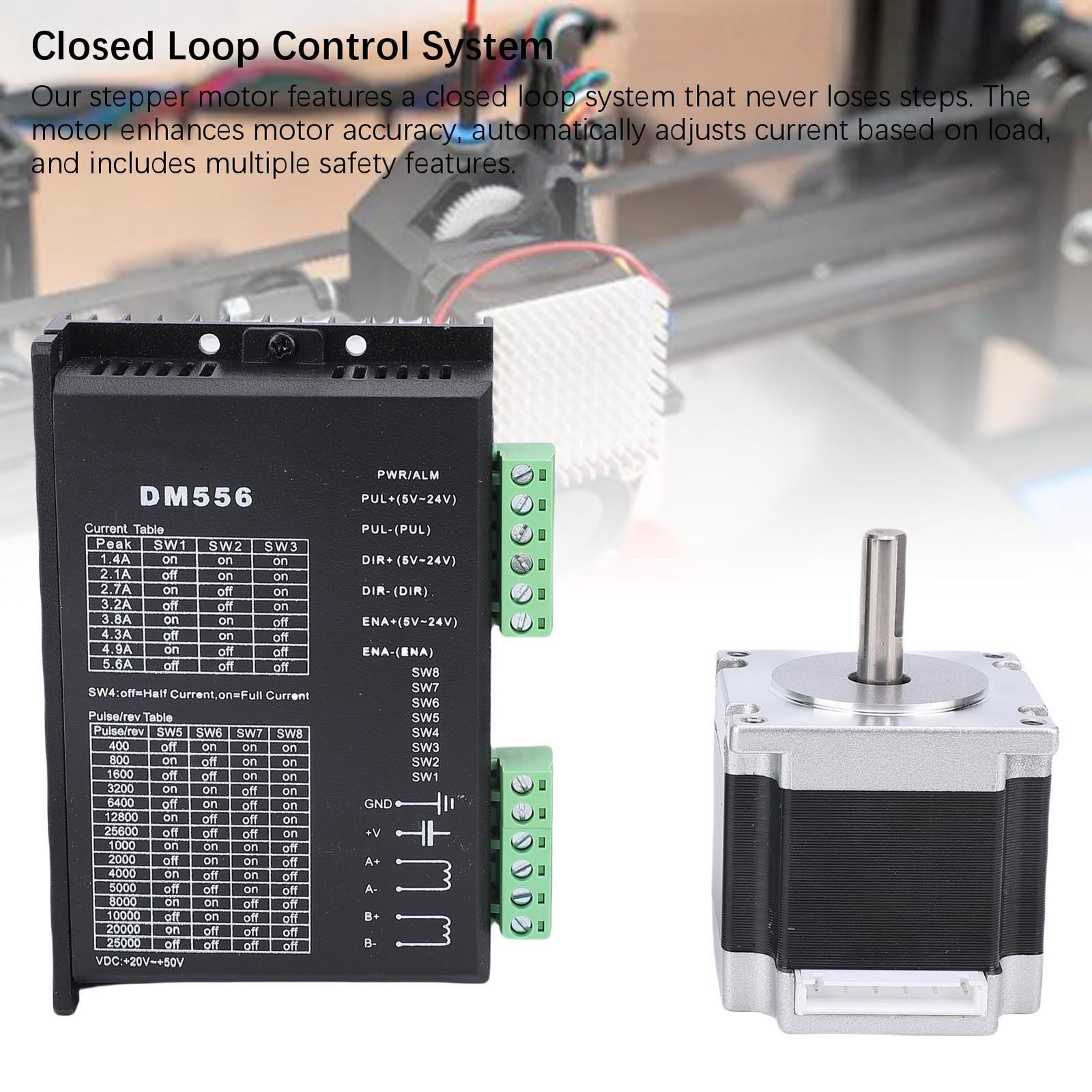 Nema23 Stepper Motor Driver Kit 23HS5628 126N.cm 8mm 2.8A 56mm  Shaft Diameter