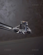 5CT Emerald Moissanite Split Shank Women's Engagement Ring 14K White Gold Plated