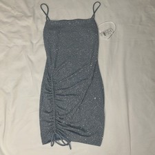 New - Winsor Jr Short Fitted Glitter Dress Size M Light blue