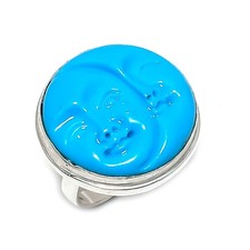 Natural Cameo Moonface Gemstone 925 Sterling Silver Jewelry Ring Size 8 Gift m56