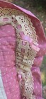 Vintage Pair of Pillows Hand-Quilted w/Pink Lace Trim Cases Removeable/Washable — photo 3