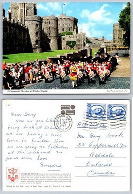 Windsor Castle Guards Band Postcard 1967 John Hinde London England Royal Palace