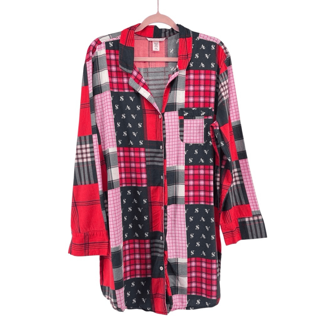 Victoria’s Secret Patchwork Plaid Button Front Sl… - image 10