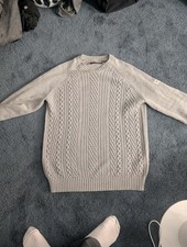 Ben Sherman Mens Gray 100 Cotton Cable Knit Crew Neck Sweater US size L
