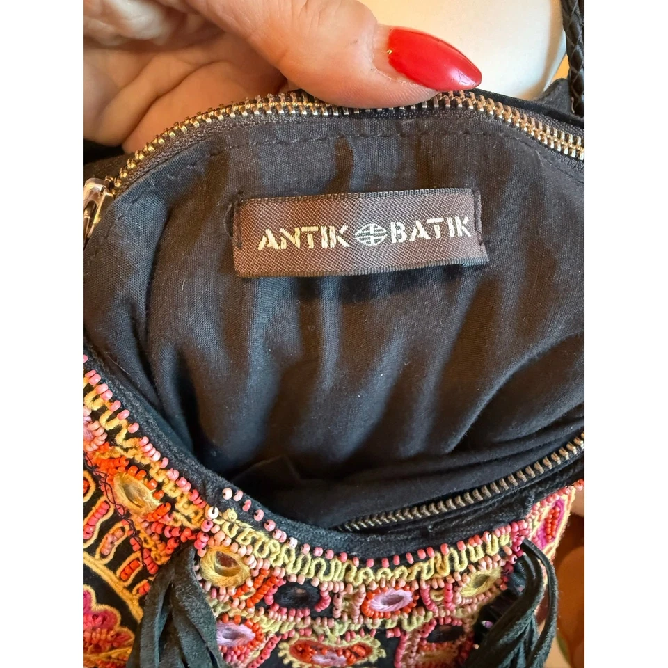 👜 Винтажный Antik батик вышитые кисточки Hobo сумка Рекомендуемая розничная цена производителя $275 - Изображение 3 из 4