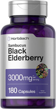 Black Elderberry  180 Count  Non-Gmo, Gluten Free  Sambucus Extract Supplemen