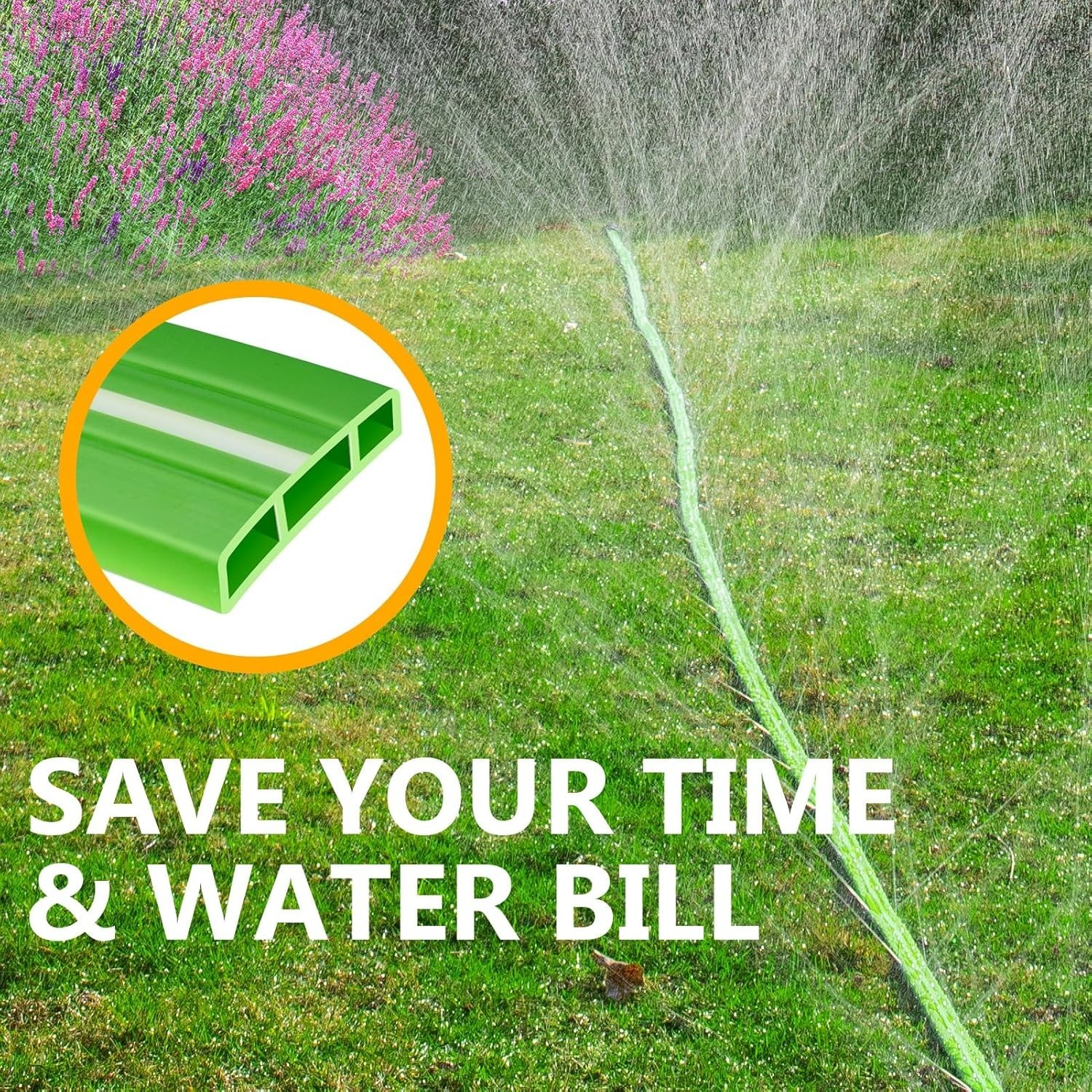 Sprinkler Soaker Hose for Yard 50 FT, Heavy Duty Garden Water Hoses with Stak...