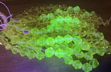 Antique 8mm Uranium Beads Yellow Faceted Bicone Czech Glass 25pcs.
