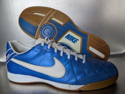Nike Tiempo Mystic IV IC 45 UK 10 blau weiß Leder Indoor Hallenschuhe Fußball