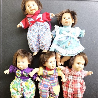5 Vintage Gi-go Palm Pals Expression Dolls 8  Inches Tall Baby Faces w Outfits