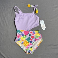Girls' Tropical Smoothie Fruit Printed One Piece Swimsuit Cat  Jack XS 4/5 NEW