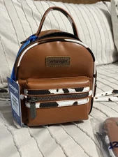Wrangler Women's Cow Print Mini Backpack with Coin Pouch WG133-8600BR NWT