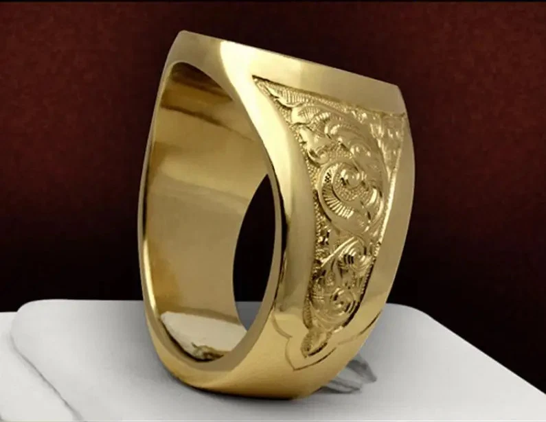 Мужское кольцо Trends 2025 Crown Royal со щитом льва покрытие желтым золотом 14 карат серебро - Изображение 4 из 4