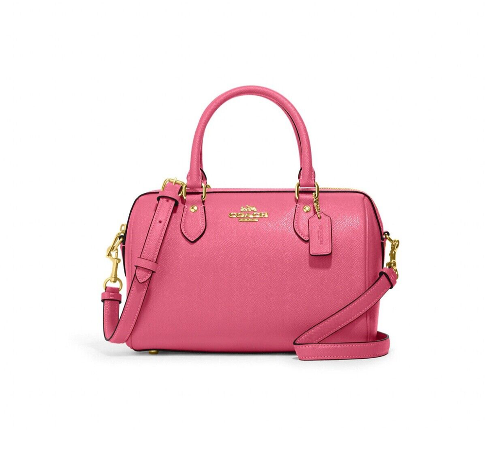 COACH Women's Crossgrain Leather Rowan Satchel Crossbody Petunia Pink CH282