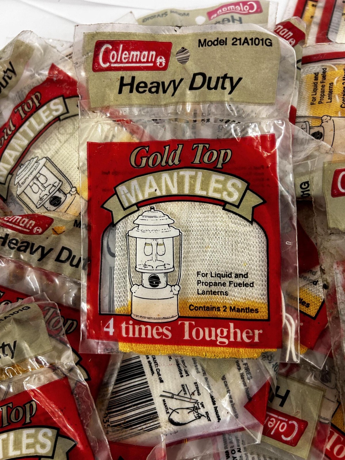 Lot of 60 Coleman 21A101G Heavy Duty Gold Top Lantern Mantles 2pk 120