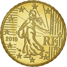 [#184227] France, 10 Euro Cent, 2010, Paris, BE, MS(65-70), Brass, KM:1410