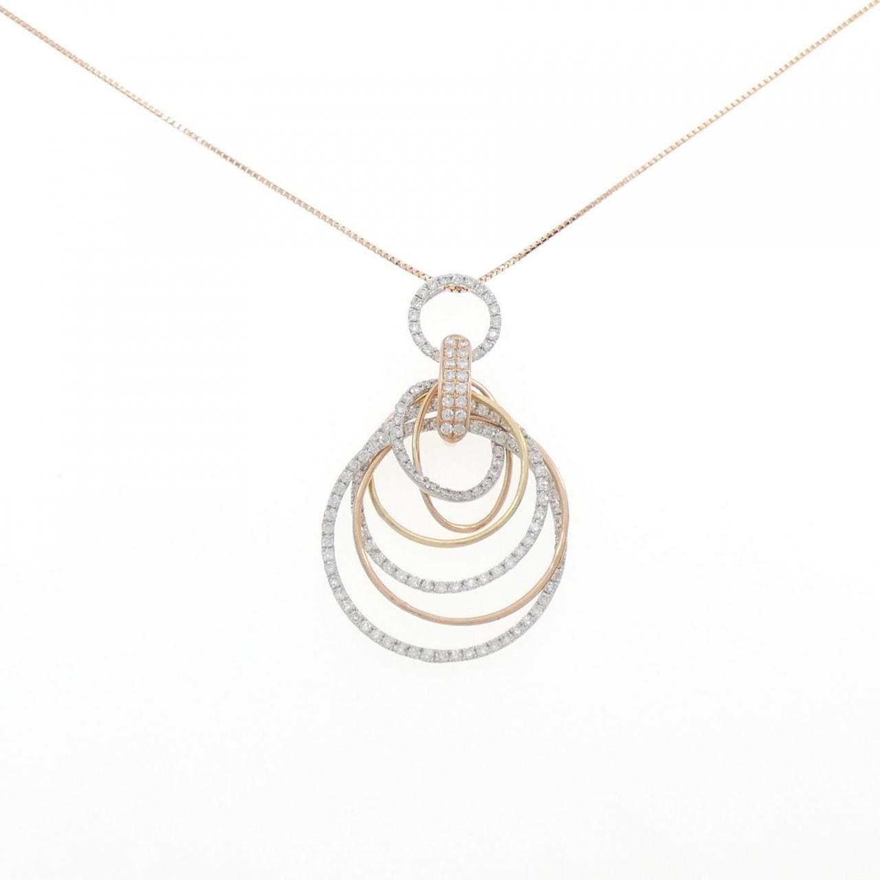 Authentic 750 Three Color K18PG Diamond Necklace 1.50CT  #270-003-989-4219