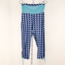 Boden Blue Printed Ankle Tie Crop Leggings sz 8