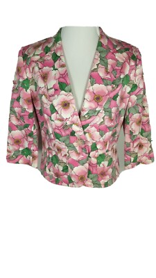 Josephine chaus Womans Sz 10 Pink Floral Print Suit Separate Jacket S9