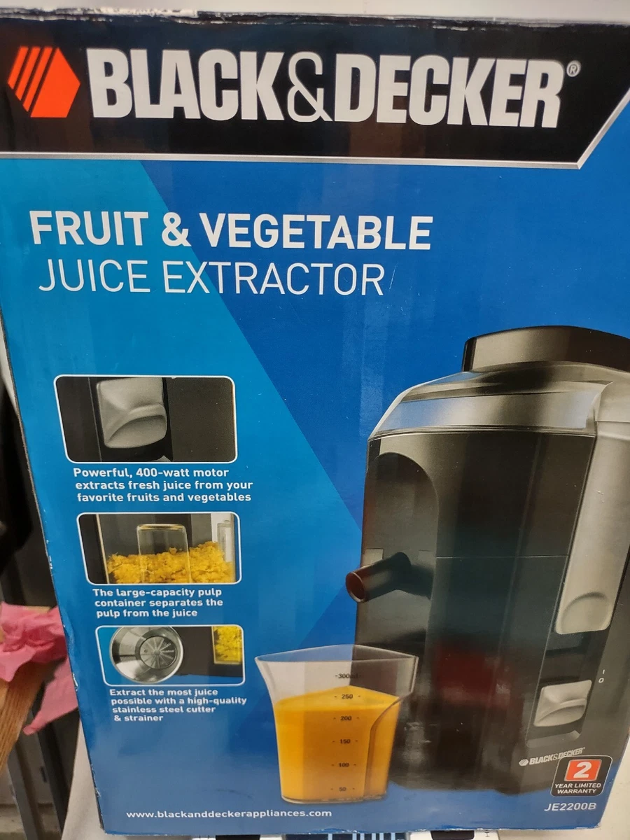 BLACK+DECKER Fruit and Vegetable Juice Extractor, Black, JE2200B 