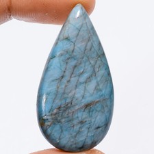 Natural Neon Blue Apatite Pear Cabochon Loose Gemstone 53.5 Ct 41X21X5mm EE44717