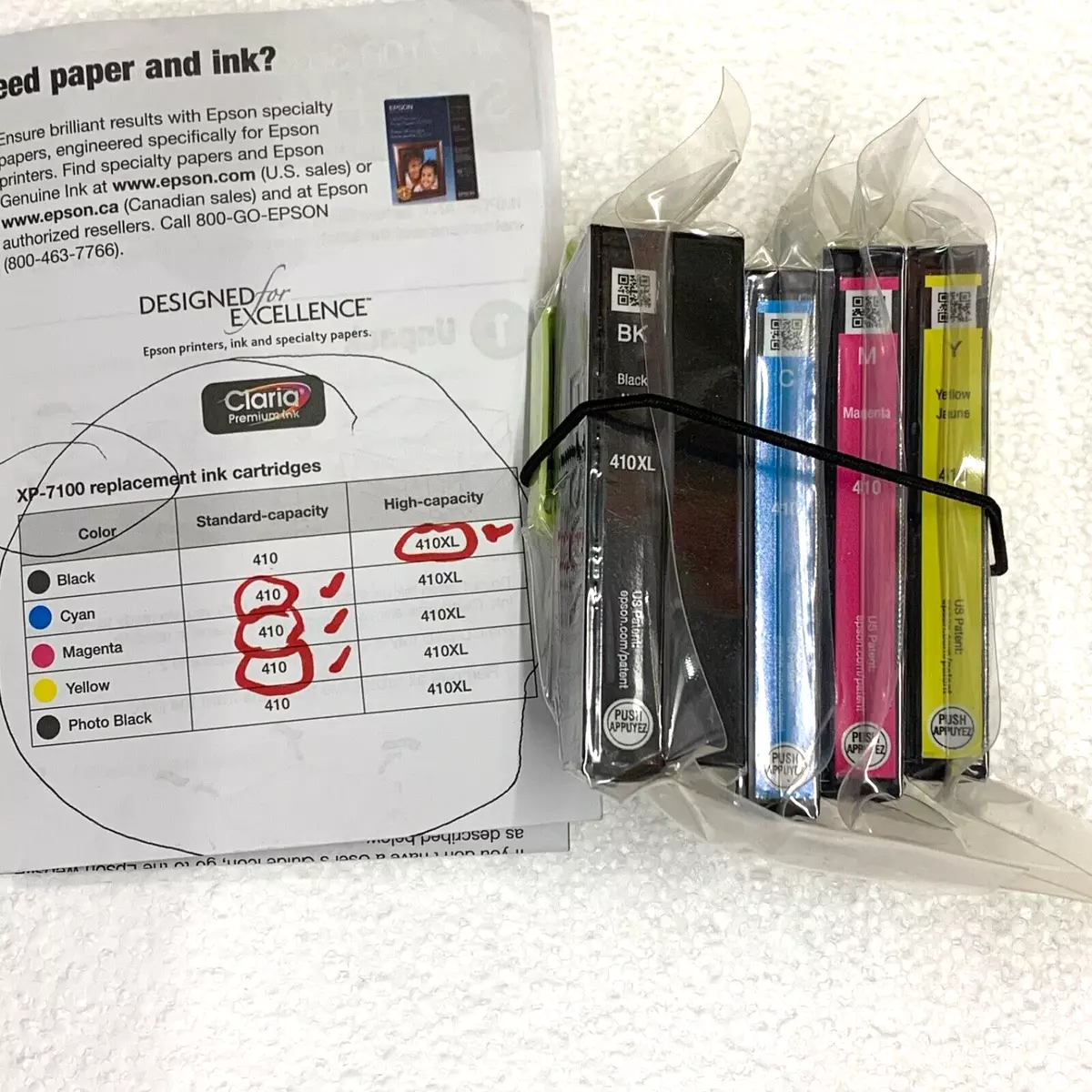Set 4 EPSON 410 410XL Ink Cartridges XL black Colors cyan