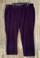 Chico's Zenergy Velour Pull On Plum Purple Pants Loungewear Stretch Sz 4 20 22 