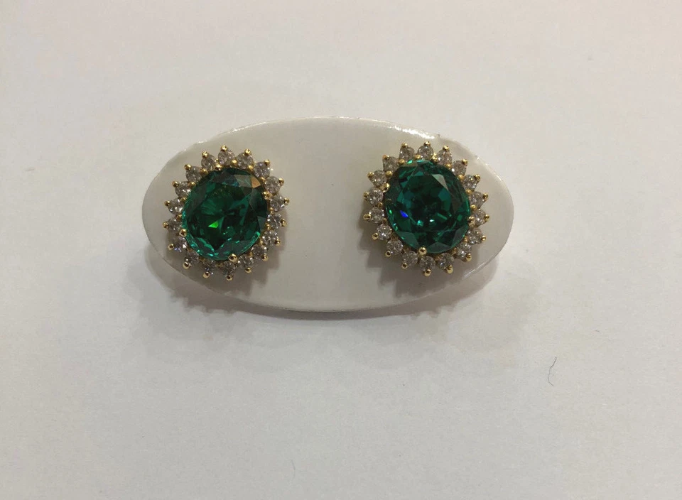 ORECCHINI DONNA ORO GIALLO 18 KT CON SIMIL SMERALDO gr. 8,21 - Immagine 2 di 4