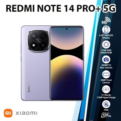 Redmi Note 14 Pro+ Plus 5G Android Cell Phone (Purple/12GB+256GB/Dual SIM)