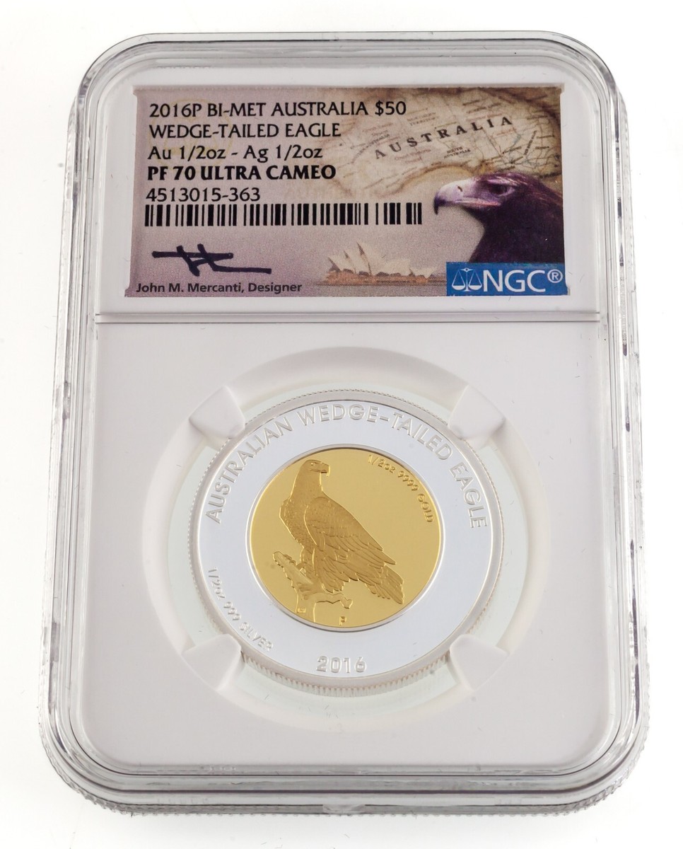 2016-P Bi-Metal Australia $50 1/2 Oz Gold/Silver Eagle NGC PF70