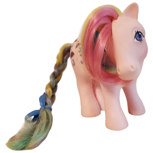De colección 1983 My Little Pony G1 rosa arco iris melena sombrilla original MLP - Imagen 2 de 7