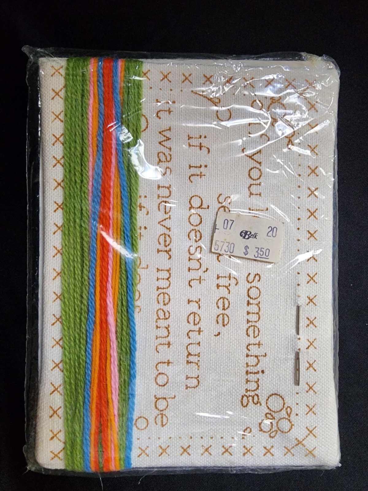 Vtg 1978 Jiffy Stitchery Crewel Embroidery Kit #639 Flowers Quote "If You Love" 