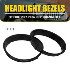 7 Black Headlight Retaining Ring Light Bezel For 1997-2006 Jeep Wrangler Tj