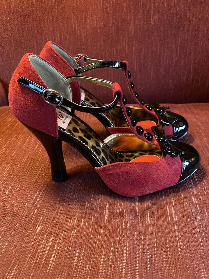 Pin Up Couture высокие каблуки замши и лакированная кожа размер 7 - Изображение 2 из 4