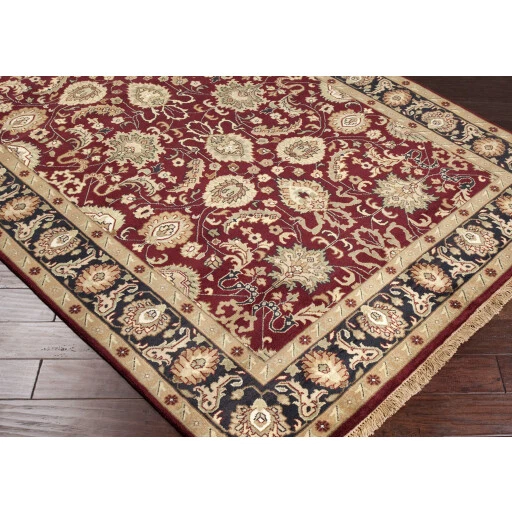 Surya TJ6575-23 Taj Mahal Hand Knotted NZ Wool Area Rug 2' x 3' Red-Black - New - Image 4 of 4