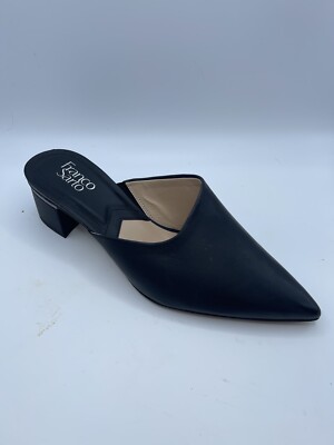 Franco Sarto Women's Visa Slip on Pointed Toe Mules Black Slides  Leather