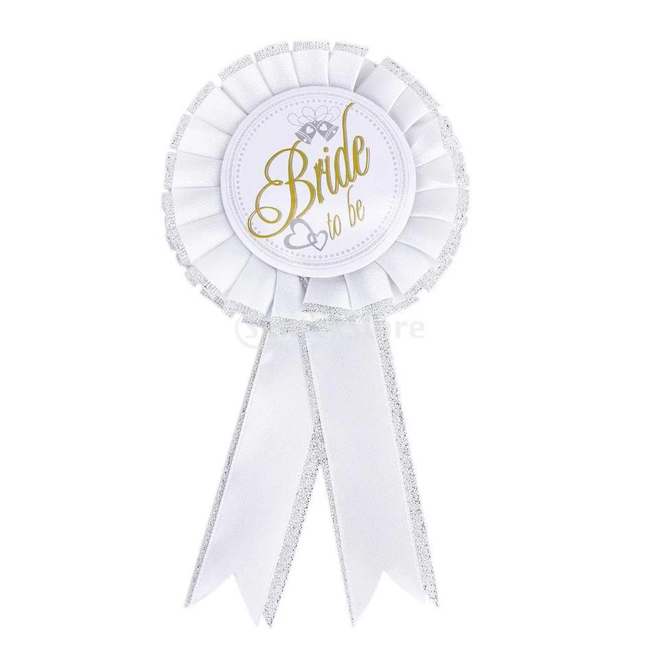 BRIDE TO BE badge rosette Hen Do party  night White Silver Accessory - Image 3 of 4