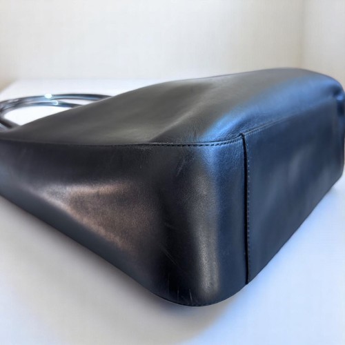 PRADA Black Leather Handbag with Plastic Handle Black Authentic - Picture 7 of 15