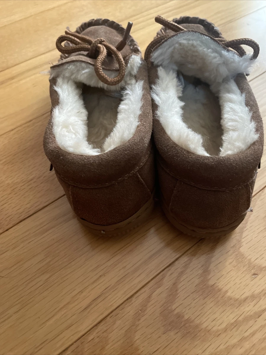 LAM Sheepskin Faux fur lined Youth Slippers Moccasins Size 12Y eBay