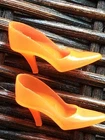 Vintage Barbie Translucent Neon Orange Closed Toe Heels Shoes Pumps JAPAN