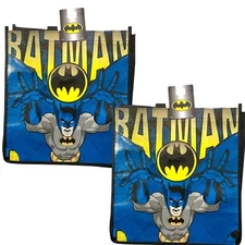 DC COMICS CLASSIC BATMAN BLUE GRAY YELLOW Reusable Shopping Tote Bag Lot Of 2