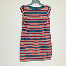 Banana Republic Cap Sleeve Lined Sheath Dress Horizontal Geometric Pattern Sz 4 