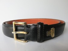 Vintage L Aiglon Paris Black Leather Designer Belt Sz 40 Made France Gold Buckle