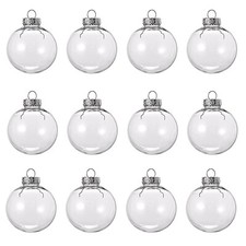 12 Pcs 3.15 Inch Clear Plastic Fillable Ornament Balls, Removable Top Clear H...