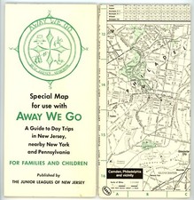 Vintage 1961 New Jersey (NY & PA) Day Trip Road Map ? Junior League of NJ (Esso)