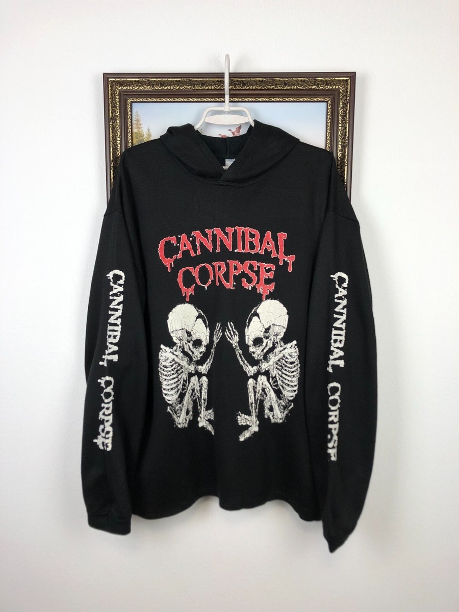 Vintage 90's Cannibal Corpse Over Print Hoodie Black Mens Jacket